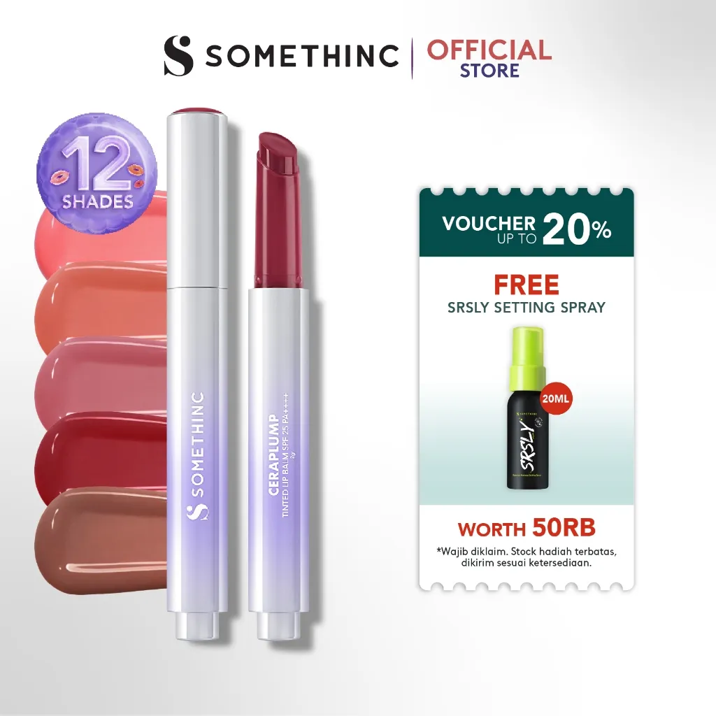 SOMETHINC Ceraplump Tinted Lip Balm SPF25 PA++++ - Warna Untuk Melembabkan & Memperkuat Lip Barrier | Glowy Finish, Untuk Bibir Terlihat Lebih Sehat & Plumpy