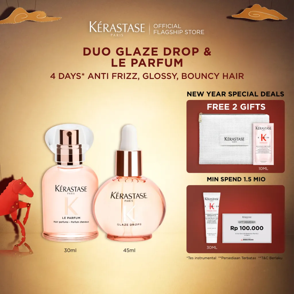 Kerastase Duo Glaze Drop & Le Parfum - Gloss Absolu Glaze Drop Hair Oil 45ml & Gloss Absolu Le Parfum Hair Perfume 30ml
