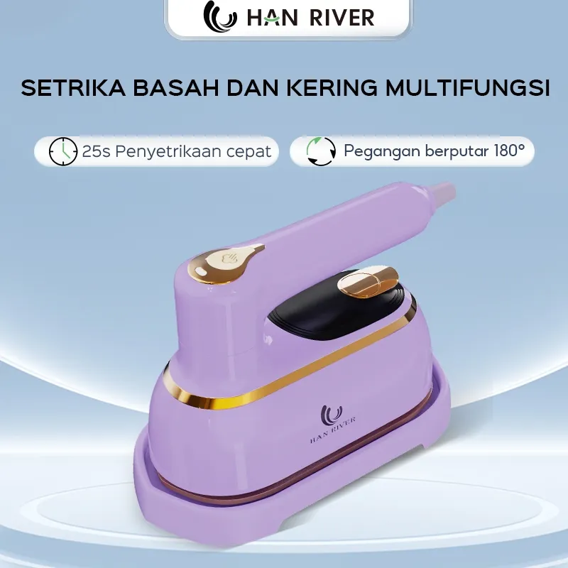 HAN RIVER Setrika Uap Portable 2-in-1 Traveling Mini 1200W  Detik Cepat Panas Penggunaan Kering/Basah