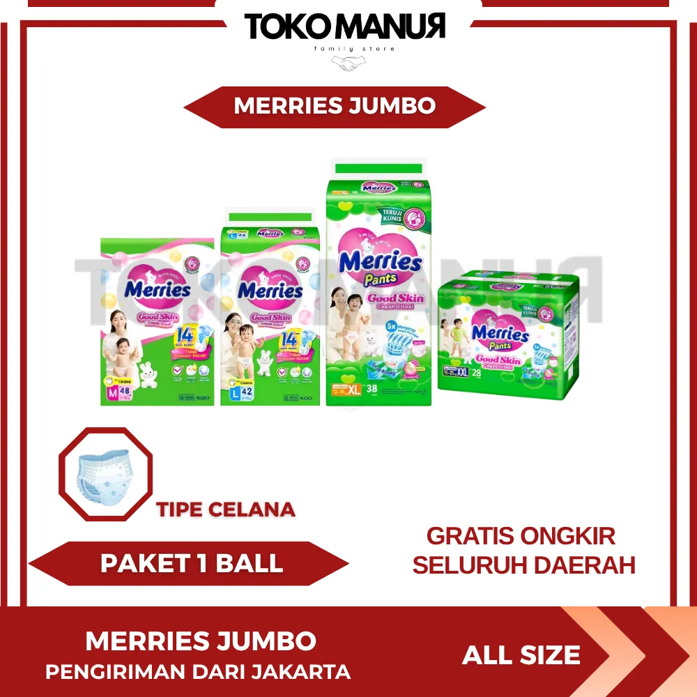 [TOKO MANUR] POPOK BAYI MURAH MERRIES JUMBO PAKET 1 BALL