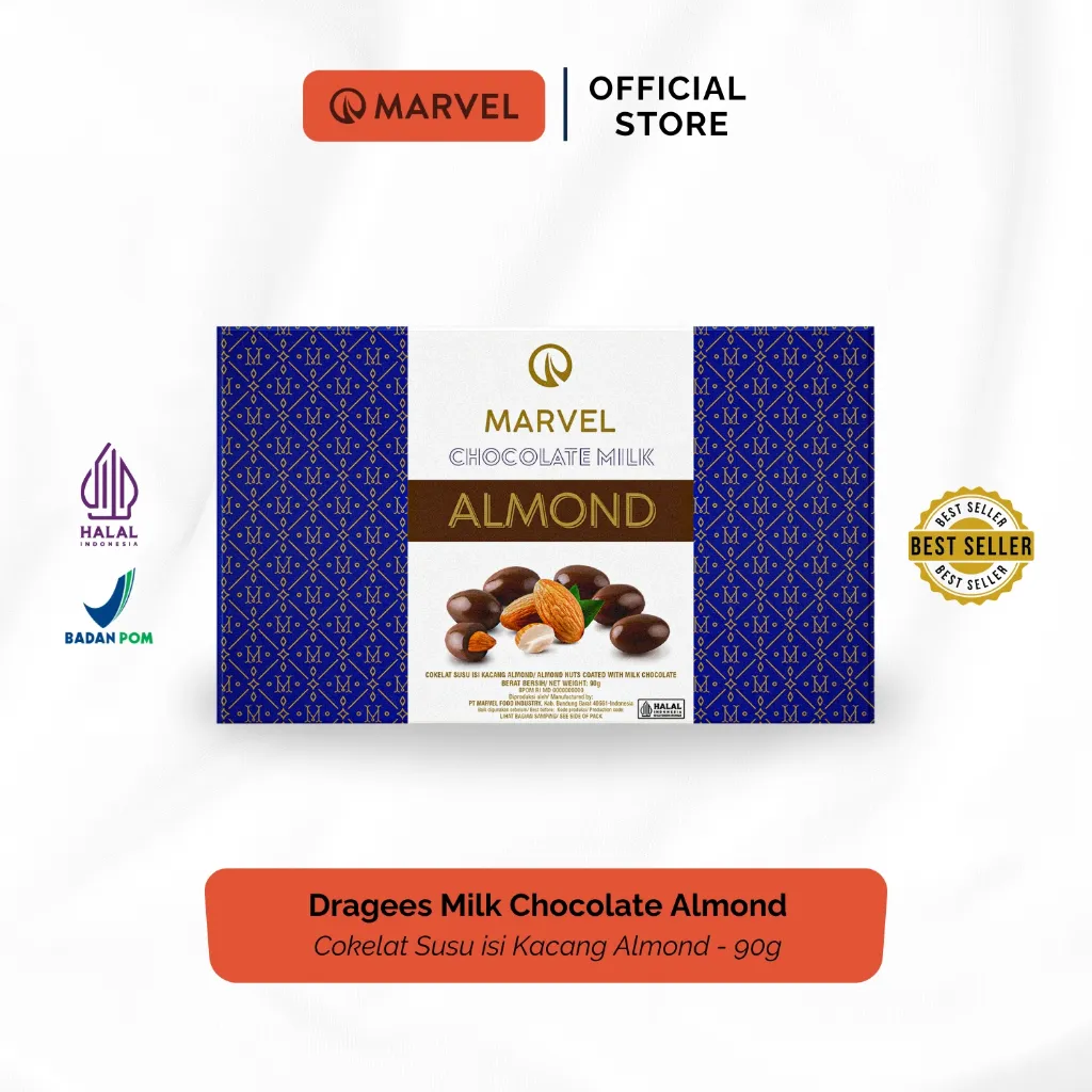 Marvel Dragees Milk Chocolate Almond - Cokelat Susu isi Kacang Almond 90g