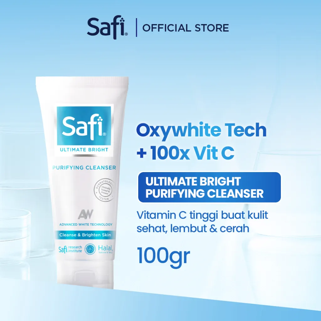 SAFI ULTIMATE BRIGHT PURIFYING + VIT C CLEANSER 100GR - Foam Cleanser - Mencerahkan Wajah Untuk Kulit Kusam