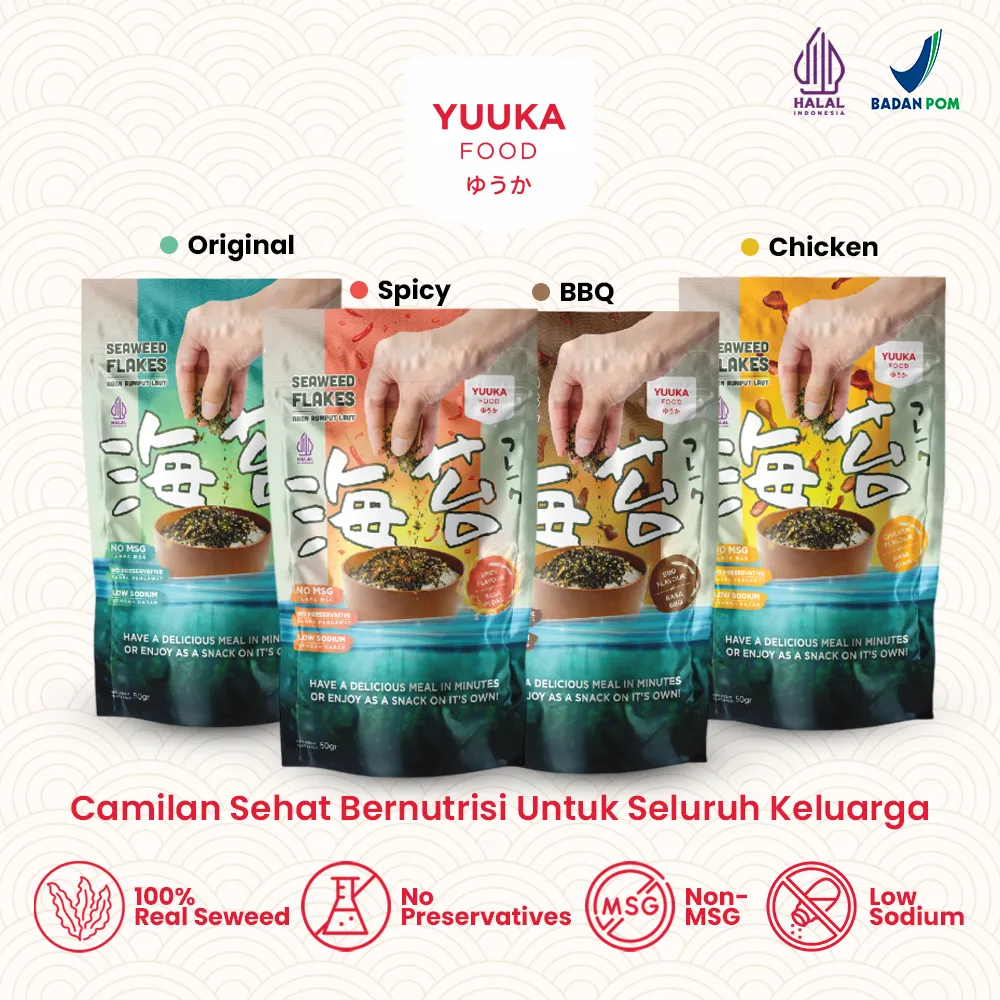 Yuuka Food Abon Rumput Laut Sehat Tinggi Serat & Rendah Kalori Seaweed Flakes
