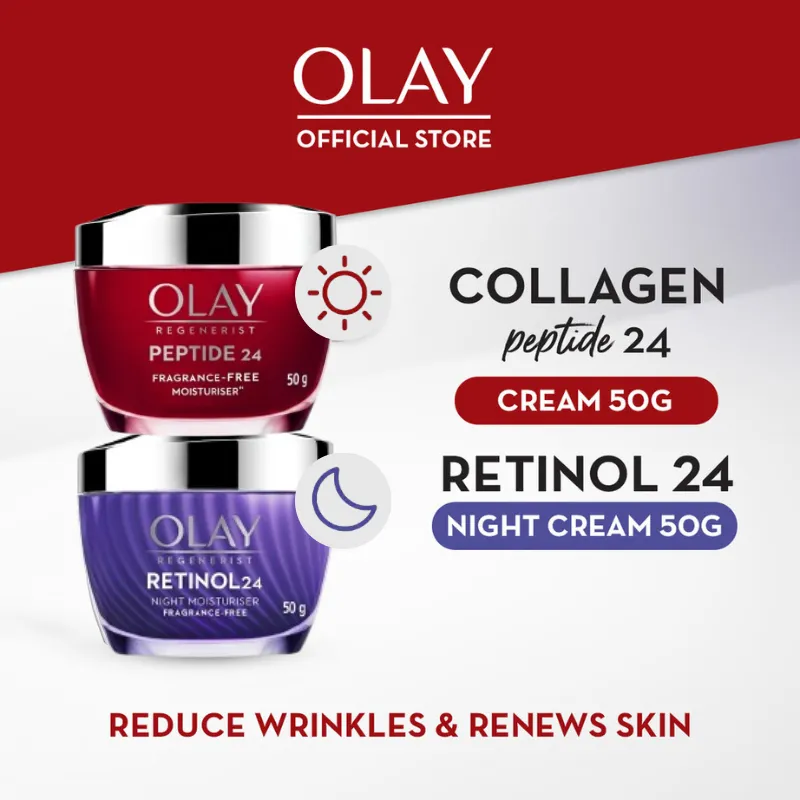 Olay Set Regenerist Peptide 24 Day Cream & Retinol 24 Night Cream Niacinamide Skincare Antiaging 50g