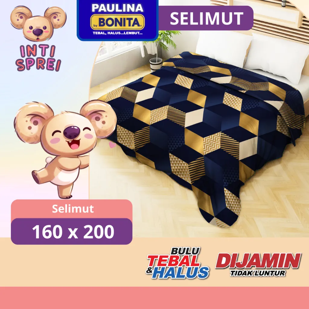 SELIMUT TIDUR BONITA PAULINA 160X200CM BULU HALUS TEBAL LEMBUT TRAVELING MOTIF AESTHETIC DEWASA ANAK
