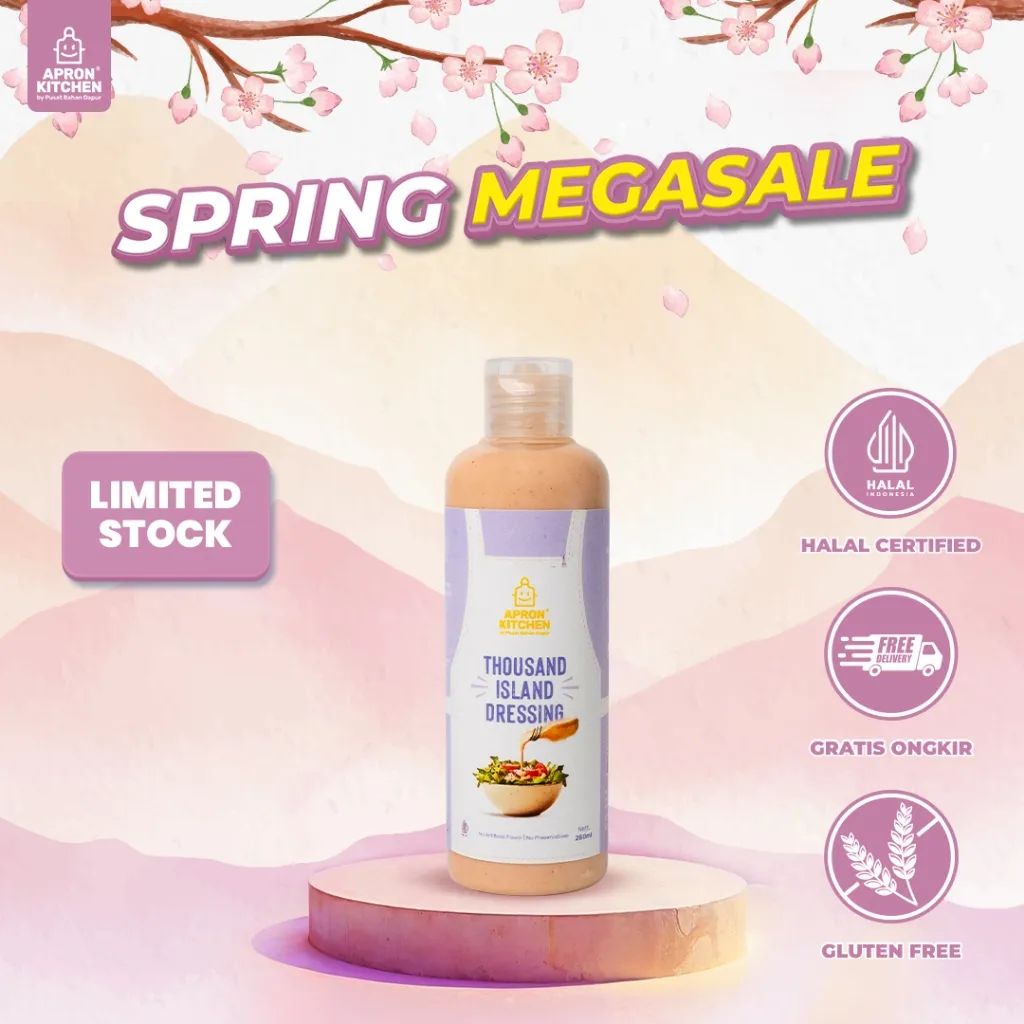 Apron Kitchen Thousand Island Saus Dressing Salad Rendah Kalori, Gluten Free Kemasan 250ML