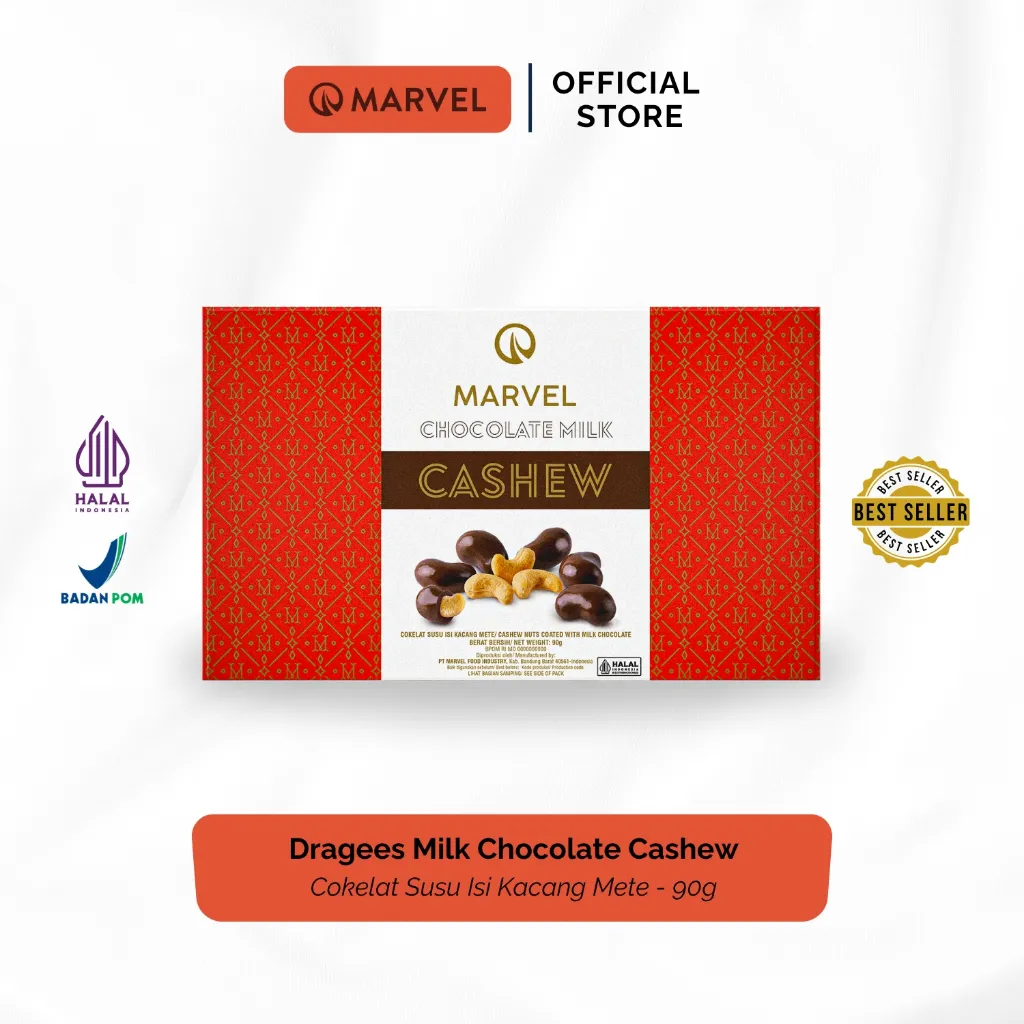 Marvel Dragees Milk Chocolate Cashew - Cokelat Susu Isi Kacang Mete 90g