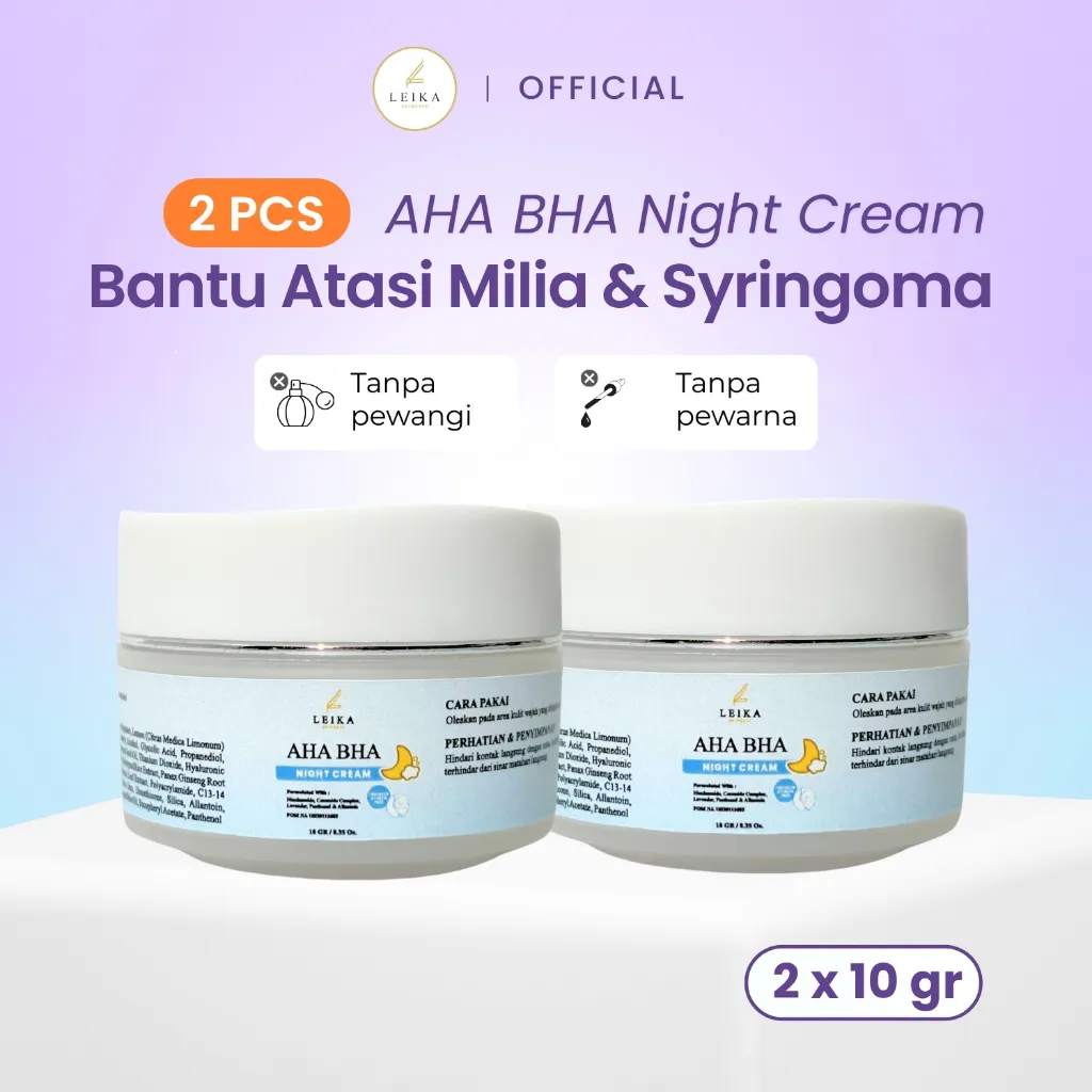 BELI 2 PCS Leika Skincare Night Cream AHA BHA BPOM