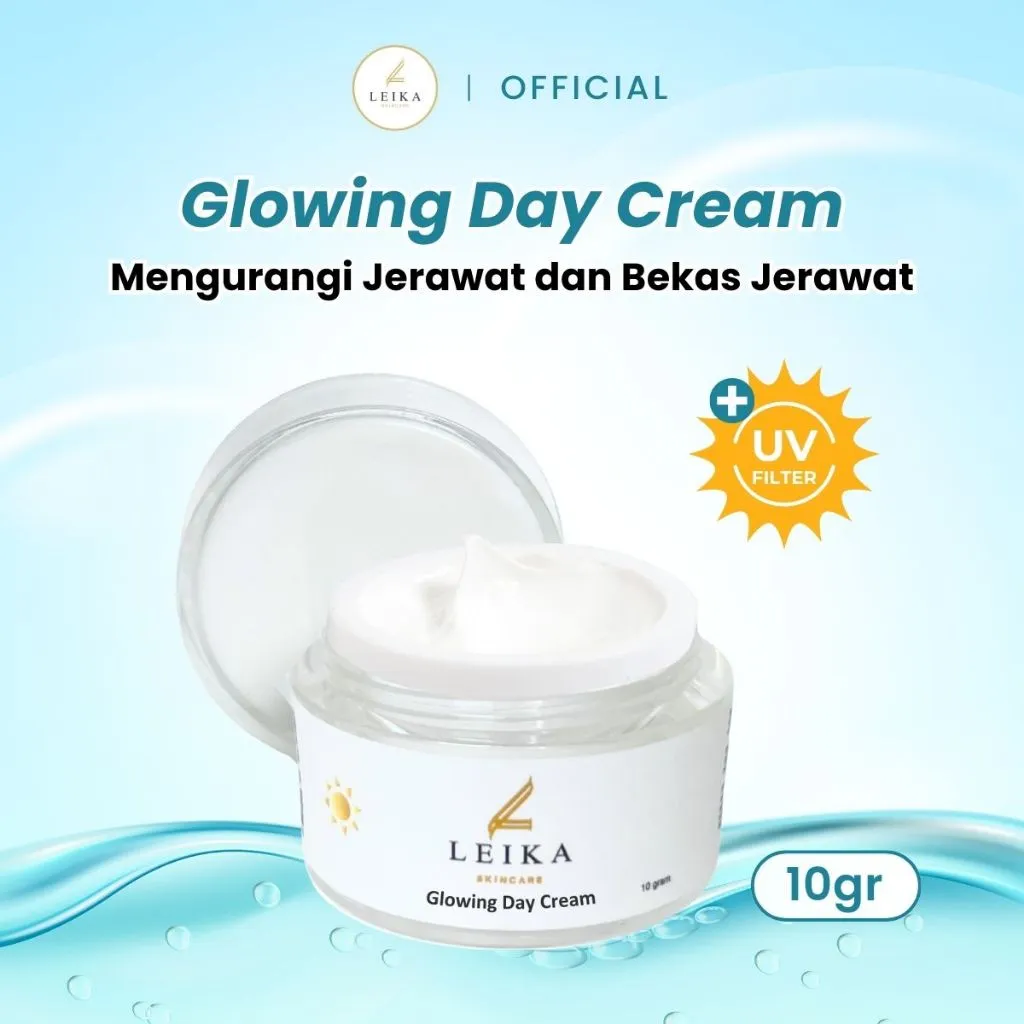 Leika Skincare Glowing Day Cream BPOM & Halal MUI Krim Jerawat dan Bekas Jerawat Hitam Bopeng Bekas Jerawat Komedo Hitam Perawatan Wajah Berjerawat Krim Wajah Acne Cream Krim Pencerah Wajah Krim Salicylic Acid Terbaik