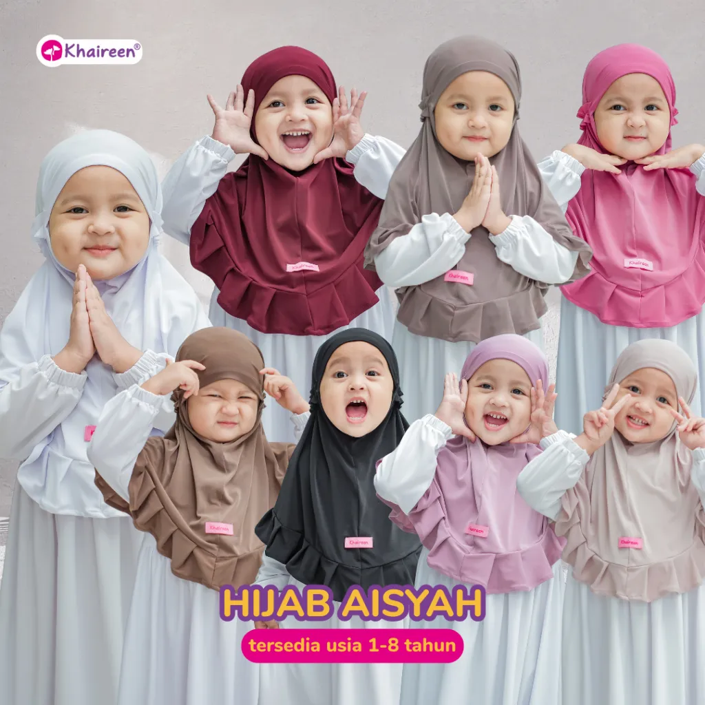 KHAIREEN Hijab Aisyah New (1-8 tahun) Hijab Instan Anak Bayi Balita PAUD Jersey Adem Jilbab Anak Daily Harian Simple Tali Karet