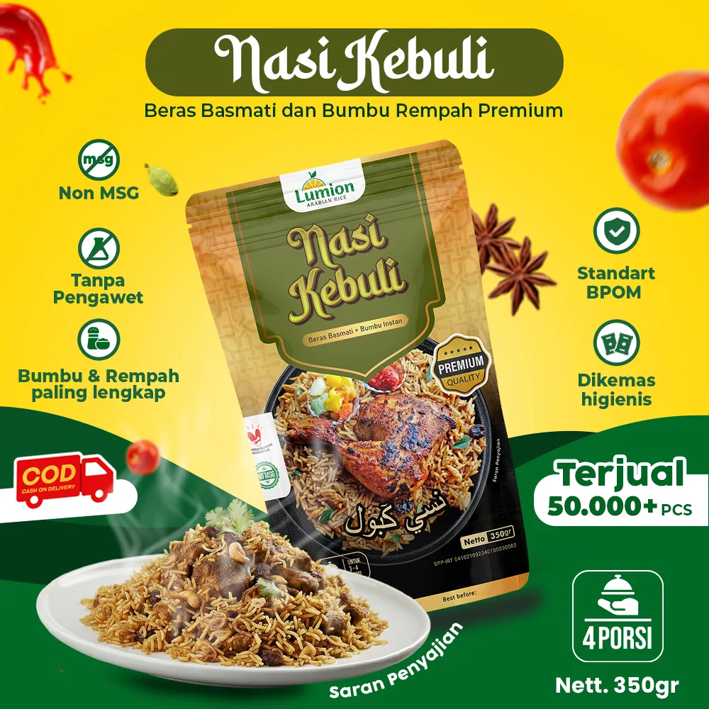 Lumion Beras Basmati dan Bumbu 350gr Nasi Briyani Instant Siap Masak Nasi Arab