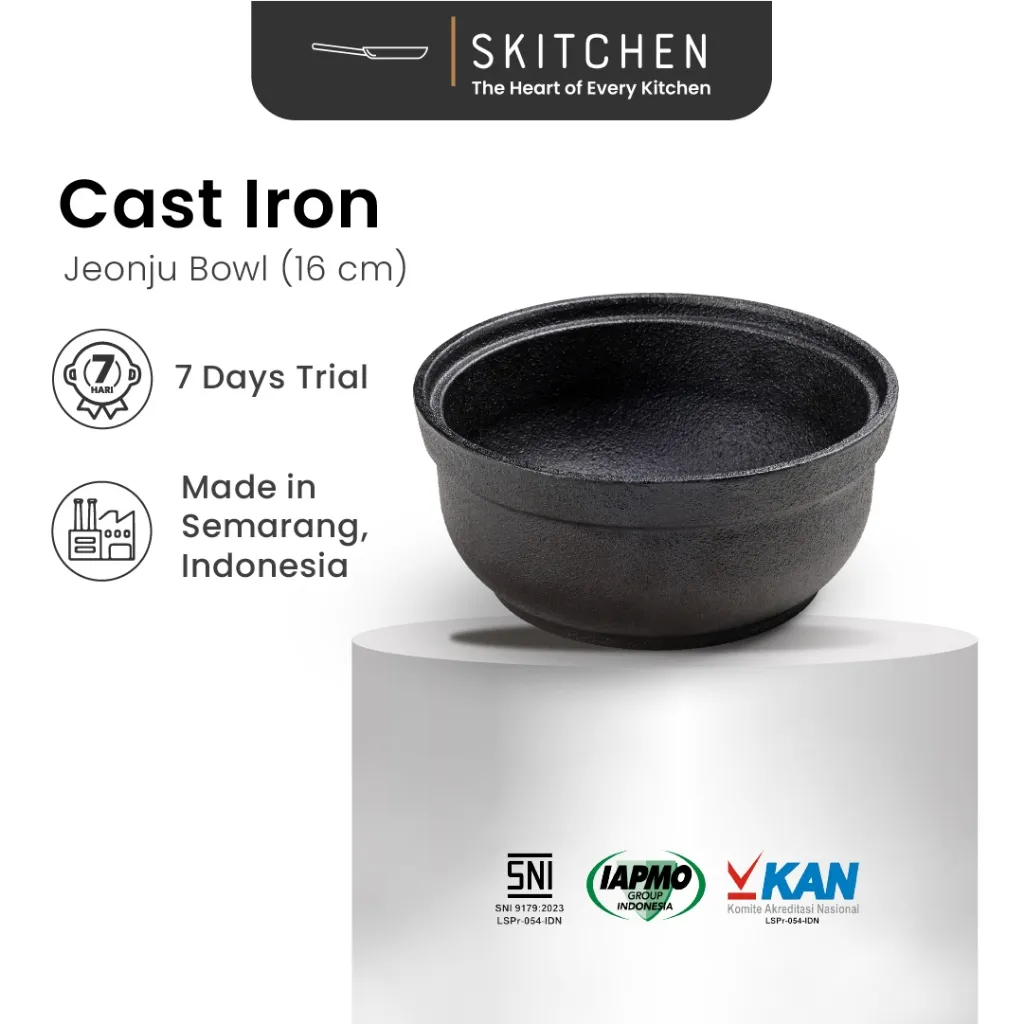 SKITCHEN Cast Iron Jeonju Bowl (16 cm) - Panci Mangkok Saji Ramyeon, Bibimbap Ala Korea