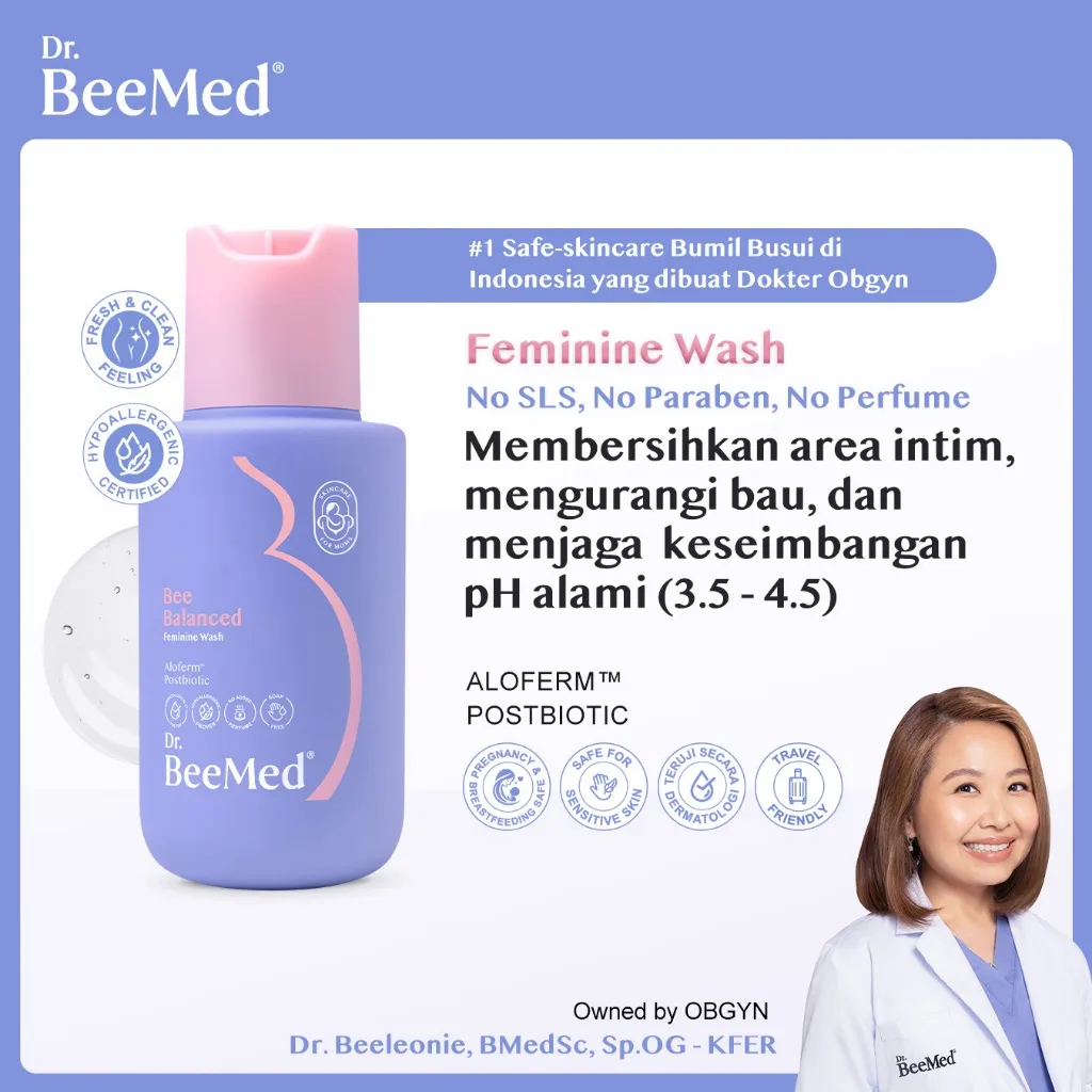Dr.BeeMed® Bee Balanced Feminine Wash 60ml - Sabun Pembersih Area Intim Ibu Hamil & Menyusui BPOM