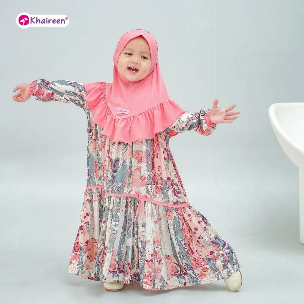 KHAIREEN Gamis Khairina (Etalase 1) Gamis Anak Set Hijab Rayon Motif Bayi Balita Baju Muslim Aqiqah 1 2 3 4 5 tahun