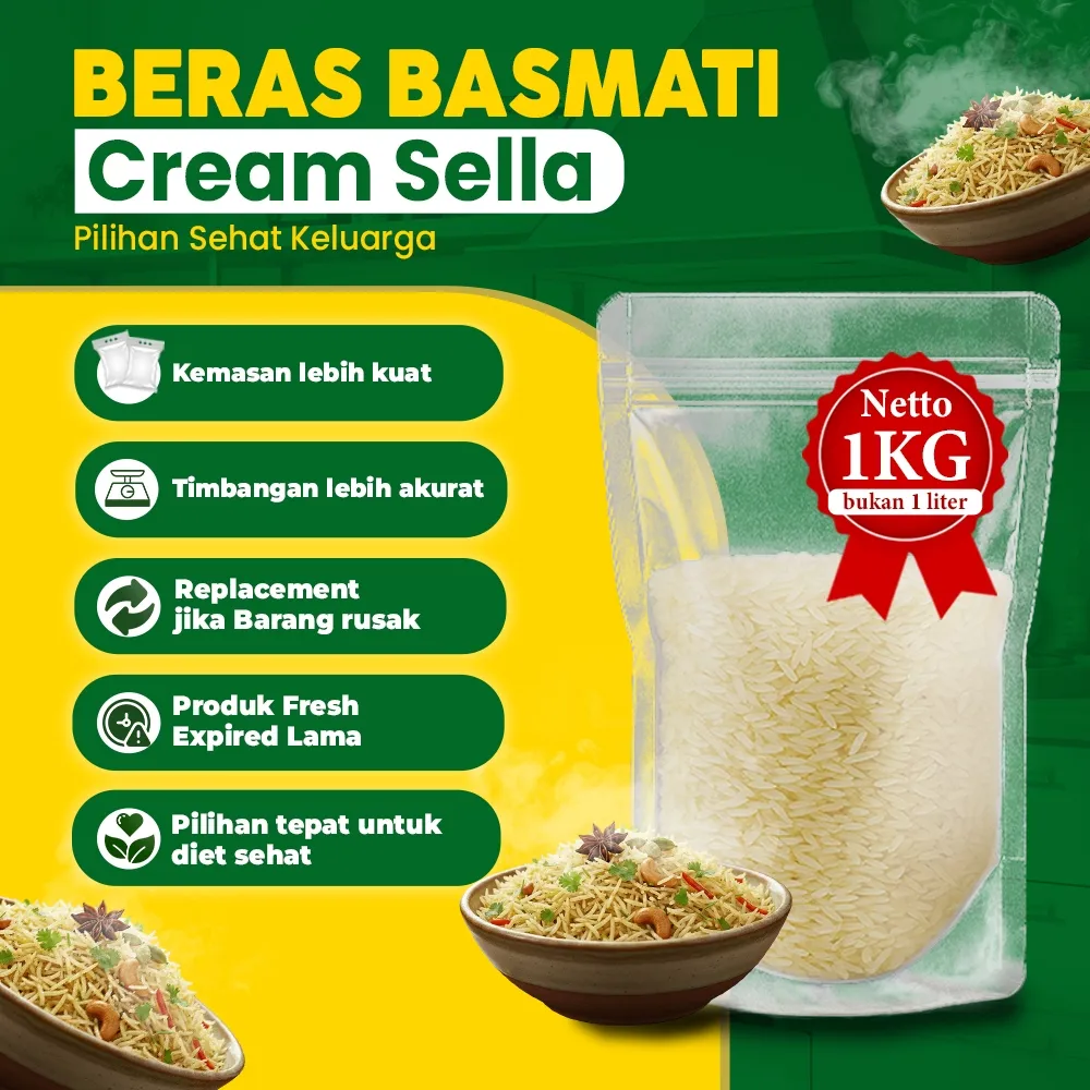 #1 BERAS BASMATI ASLI 1KG, BUKAN 1 LITER (800GRAM) SEPERTI TOKO LAIN | Beras Basmati 1kg Repack Premium Kebuli Briyani Mandhee Kabsah 1 kg Brasmati Arab Panjang