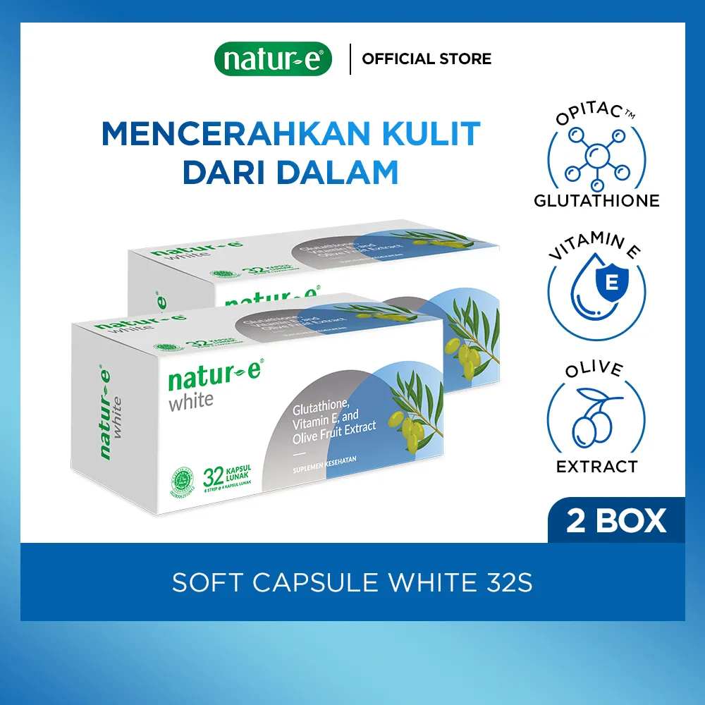 Natur-E Twinpack Soft Capsule - White 32s 2pcs - Suplemen Kecantikan Dengan Vitamin E & Glutathione - Membantu Menjaga Kesehatan Kulit dari Dalam