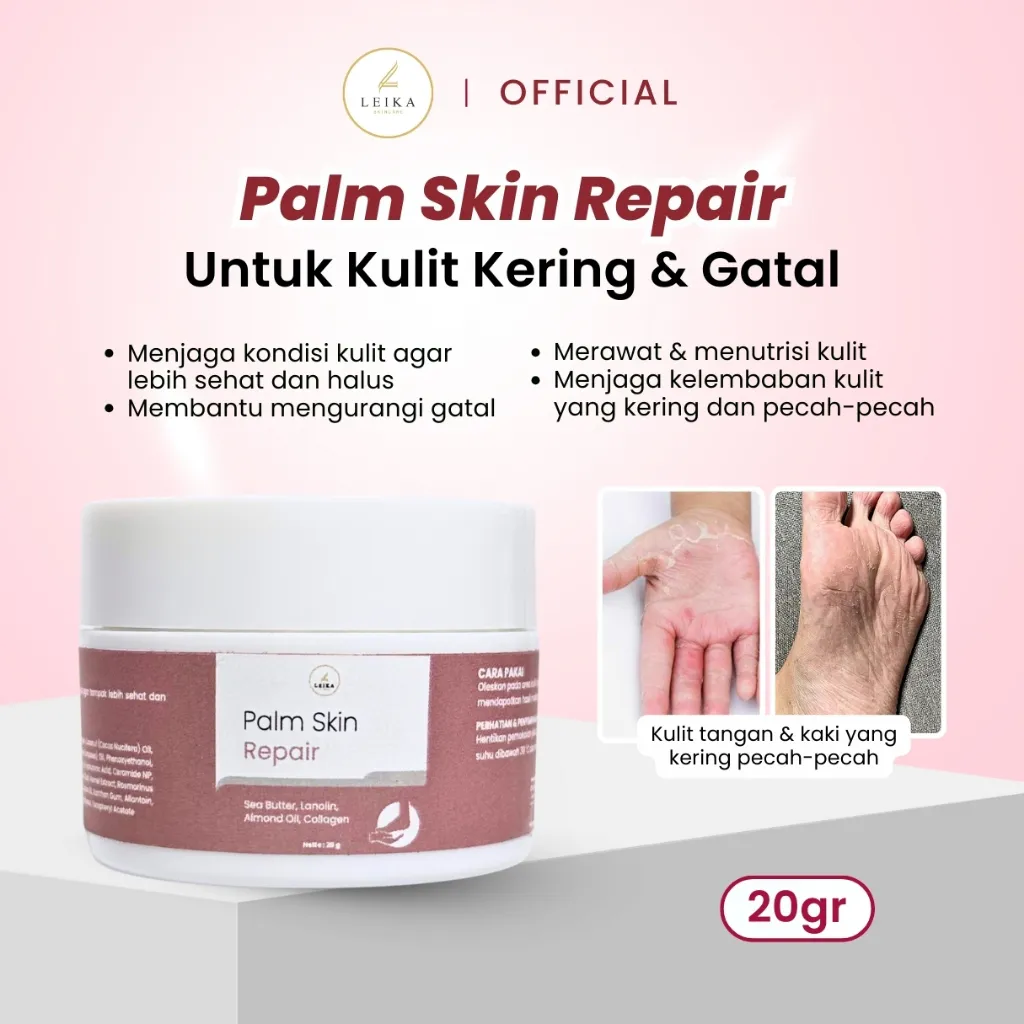 Leika Skincare Palm Skin Repair Resmi BPOM Atasi Kulit Telapak Tangan Kaki Kering Kasar, Pecah-Pecah, Gatal dan Sensitif