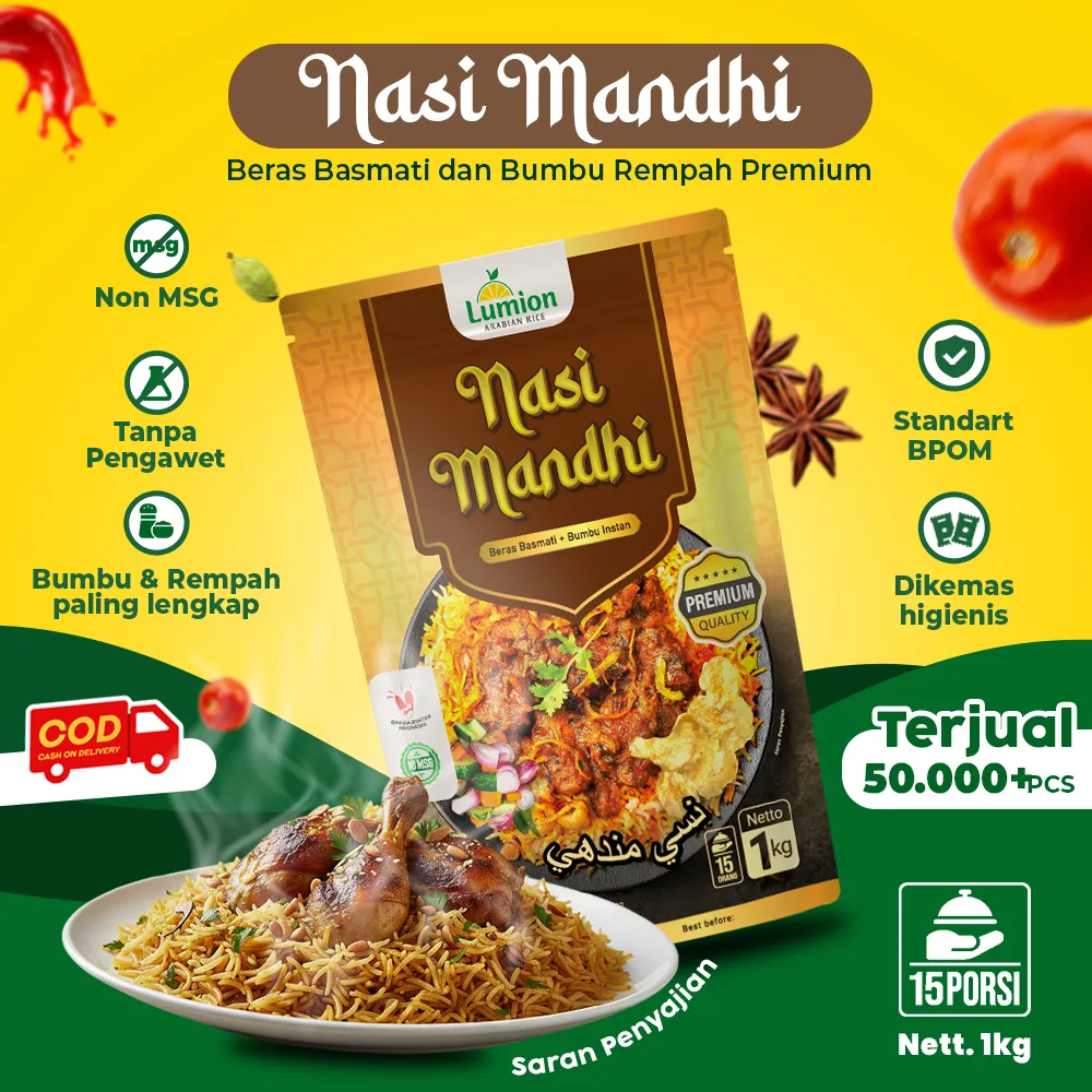 Lumion Nasi Mandhee Porsi 15 Orang Beras Basmati 1kg Rempah Bumbu Minyak Samin Lengkap