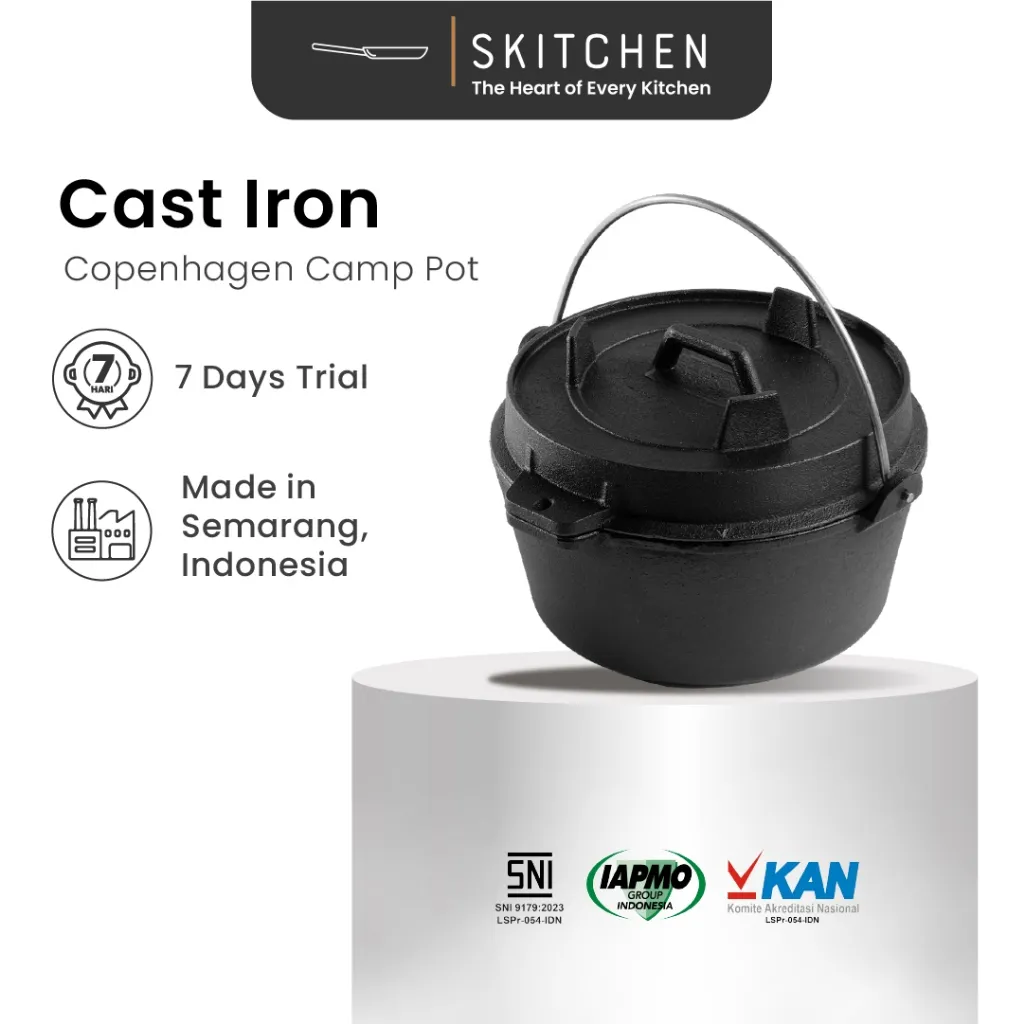 SKITCHEN Cast Iron Copenhagen Camp Pot - Panci Kuali Dutch Oven Camping Outdoor Tahan Panas