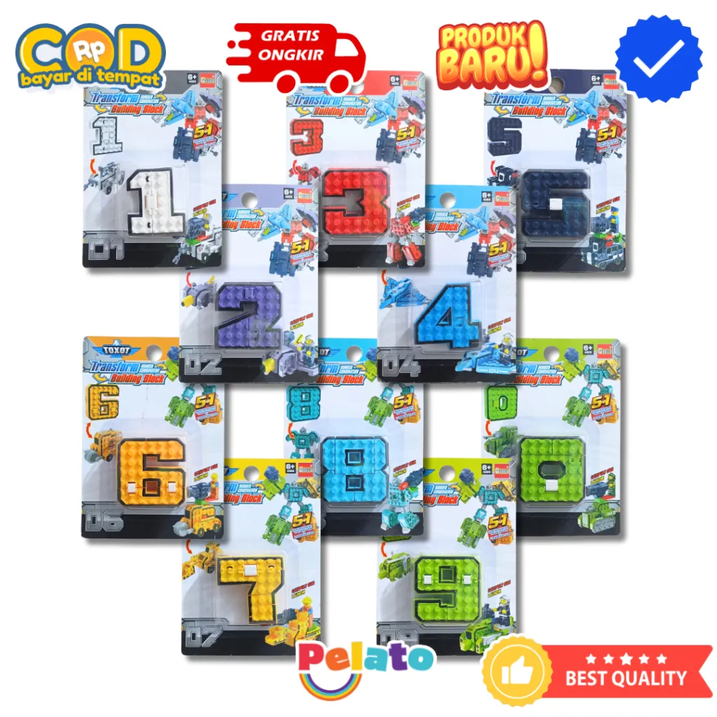 PELATO Mainan Robot Angka Transformer Berubah Bentuk Dari Angka Menjadi Robot (X991)