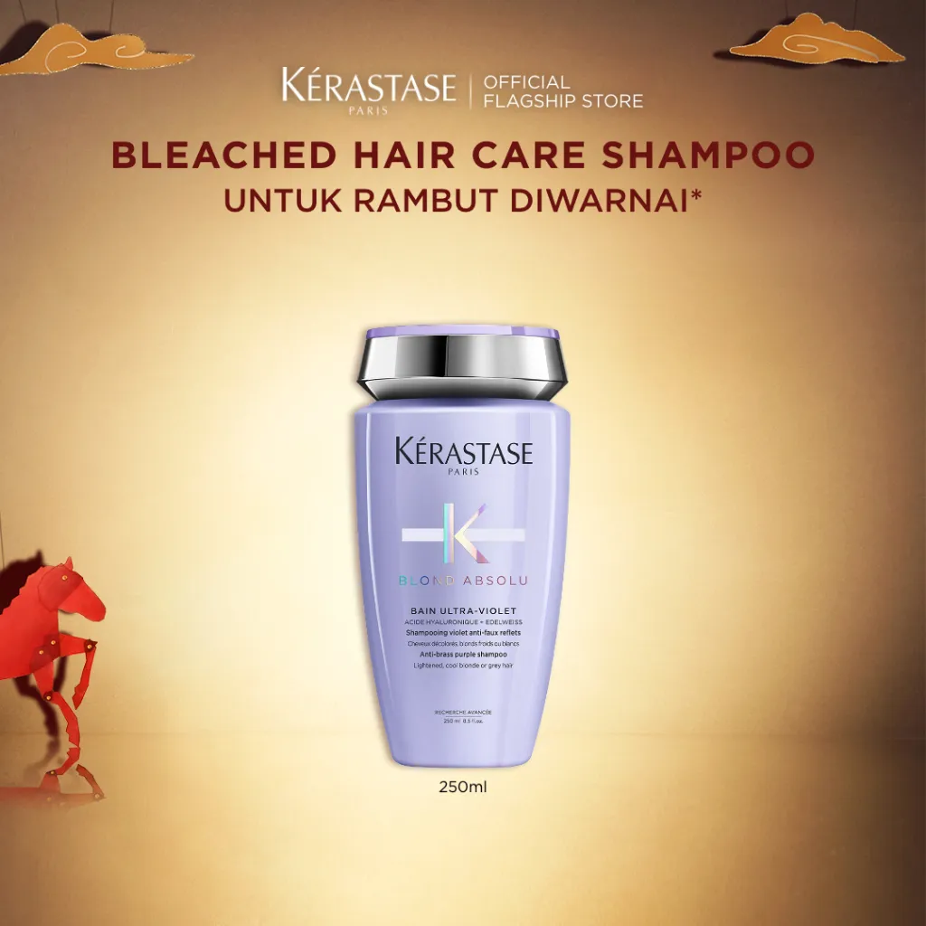 Kerastase Blond Absolu Bain Ultra Violet 250ml Shampoo for Bleached Hair / Purple Shampoo - Mengandung Purple & Blue Pigment & Hyaluronic Acid
