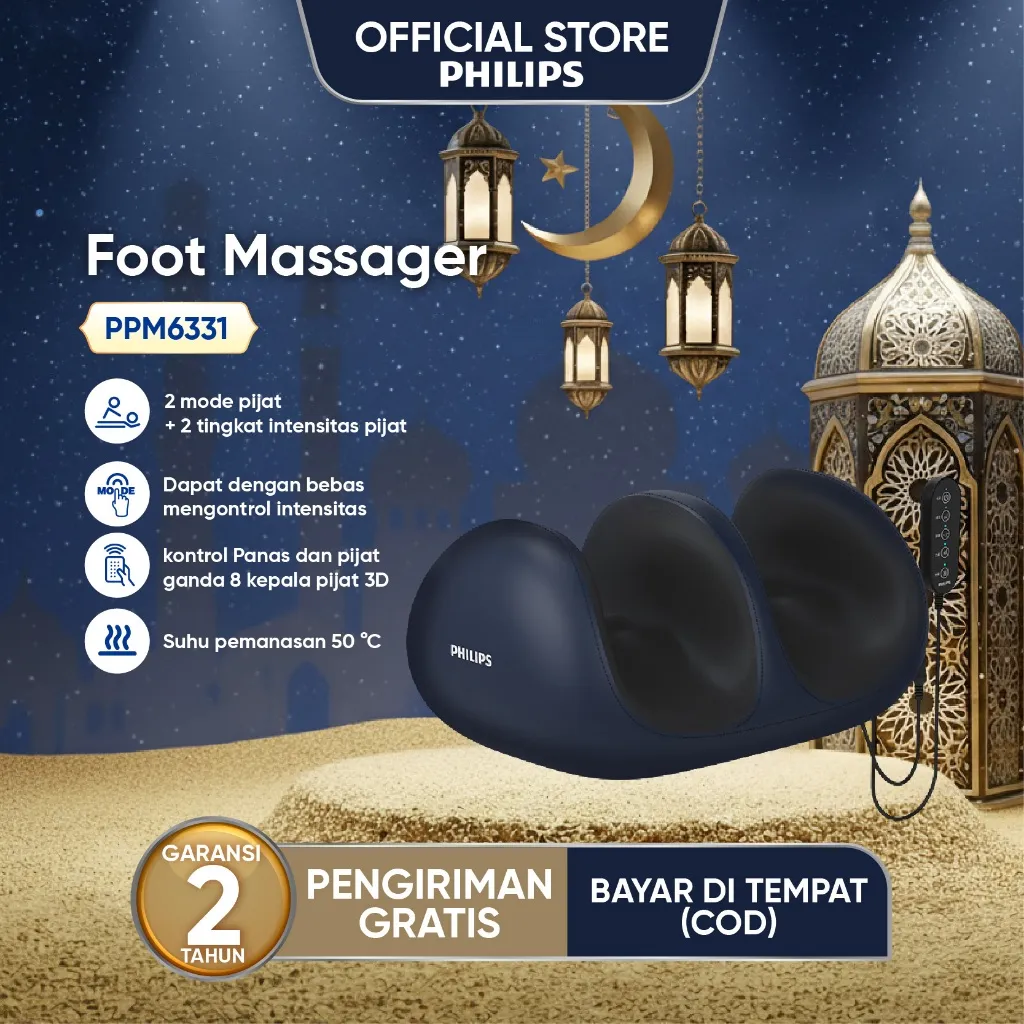Philips Massager PPM6331 Mesin pemijat kaki Pijat kaki Sepenuhnya otomatis Terapkan kompres panas