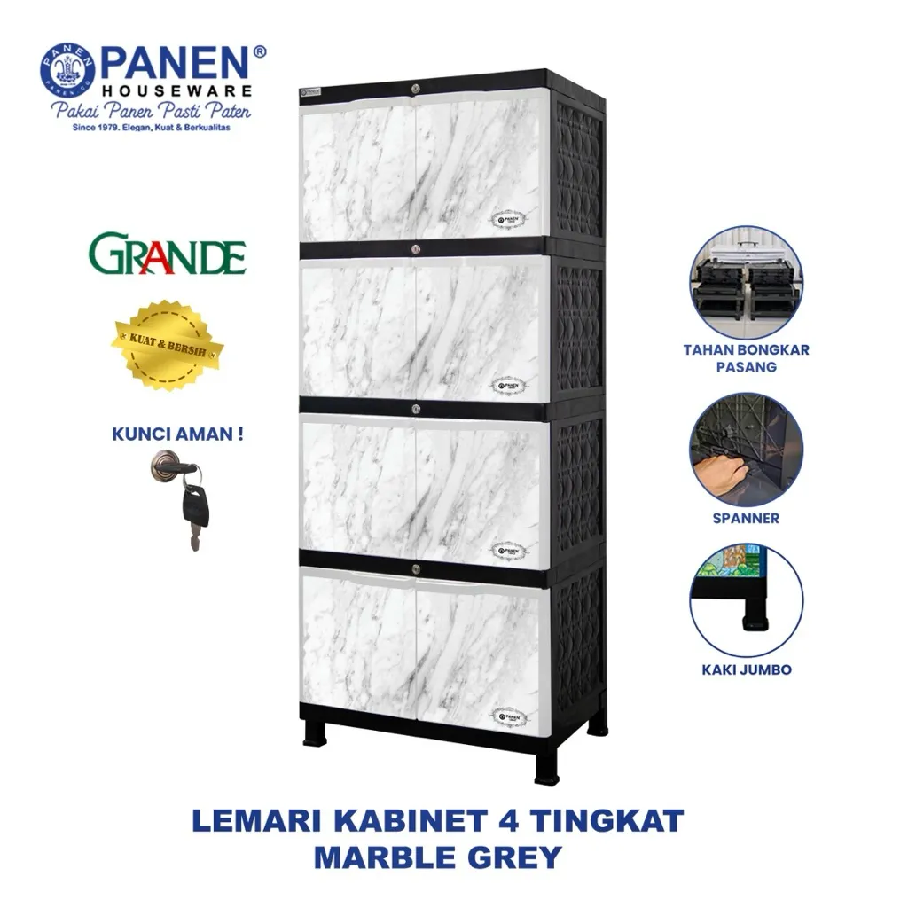 Panen Lemari Kabinet Grande 4 Tingkat 8 Pintu Motif Terbaru / Lemari Plastik Kapasitas Besar