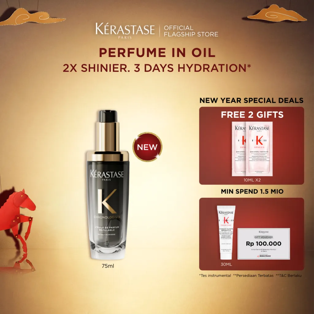 Kerastase Chronologiste Hair Oil 75ml Hair Perfume in Oil - Parfum Rambut dan Serum untuk Rambut Rapuh & Kusam