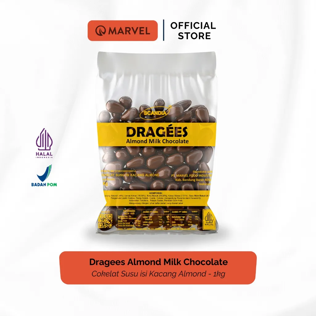 Scandia Dragees Almond Milk Chocolate - Cokelat Susu isi Kacang Almond 1kg