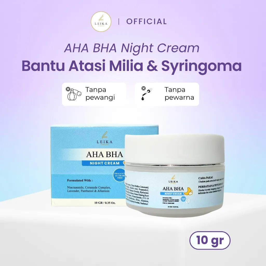 Leika Skincare Night Cream AHA BHA Resmi BPOM