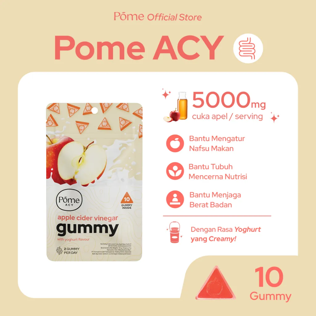 Pome ACY 1 Sachet (10 gummy) - Vegan Apple Cider Vinegar Gummy with Yoghurt Flavor