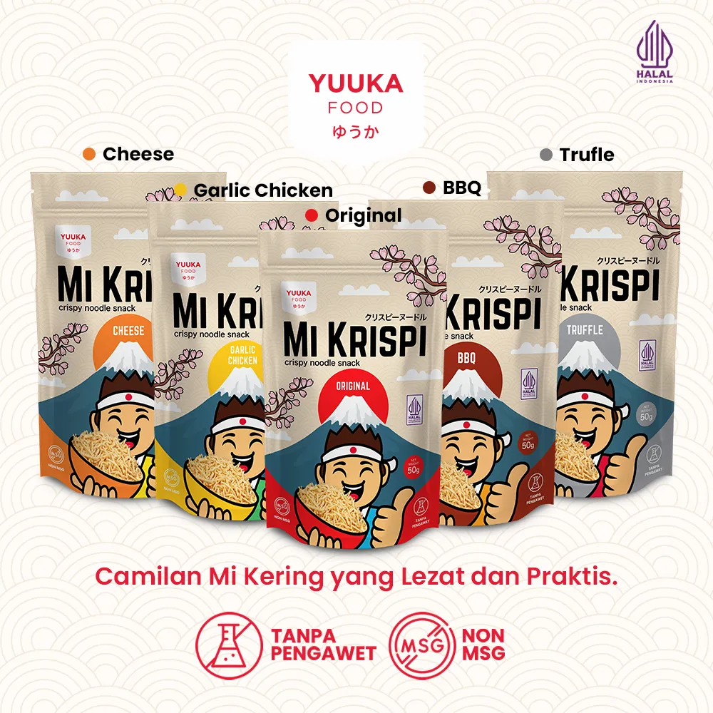 Yuuka Food  Mi Krispi Tanpa MSG & Tanpa Pengawet Renyah, Halal & Varian Rasa Lengkap