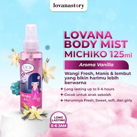 Lovana Bodymist Michiko 125ml | Parfum aroma vanilla | Parfum anak sekolah | Parfume manis | Parfum tahan lama