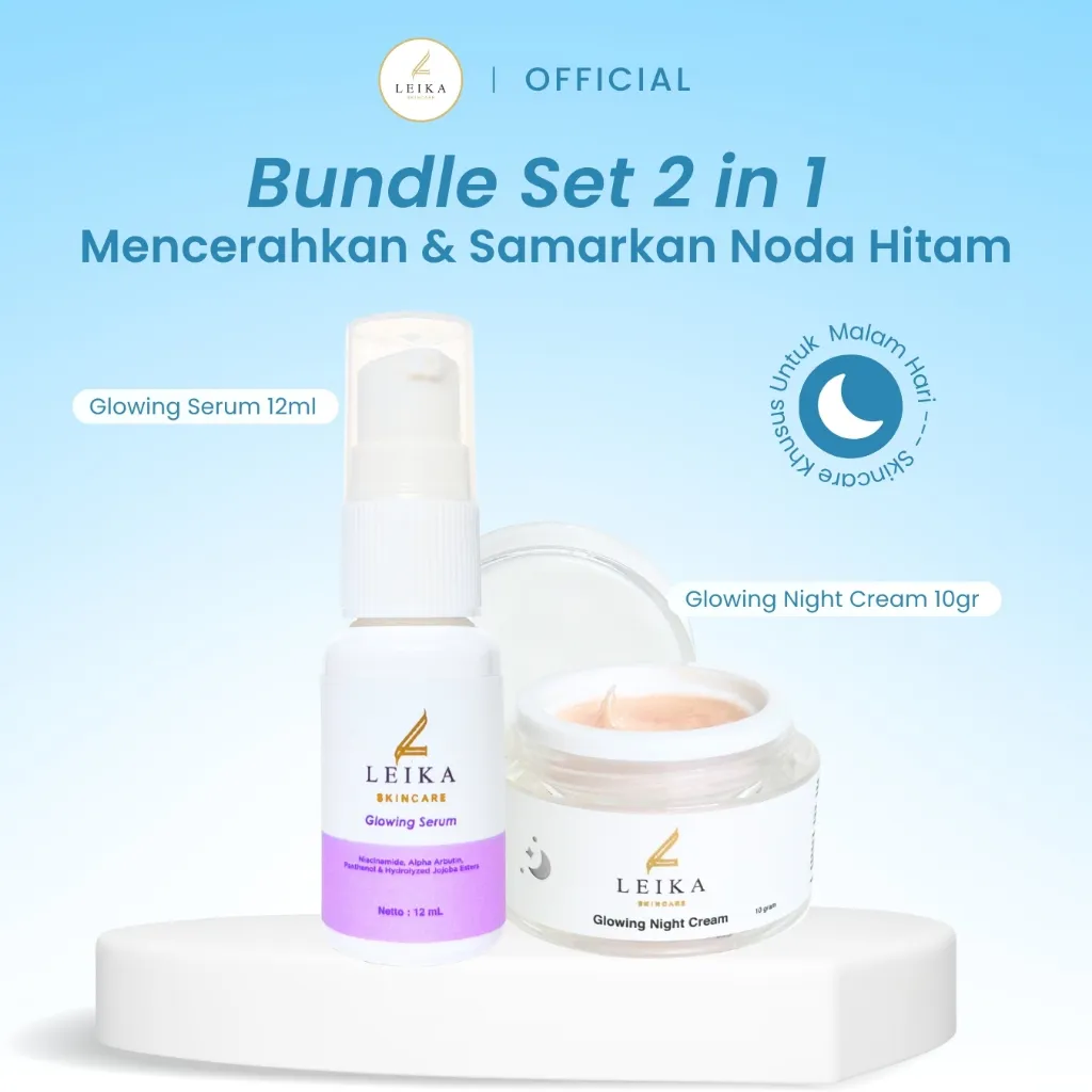 Leika Skincare 2 in 1 Glowing Night Cream & Glowing Serum Leika Skin Care Resmi BPOM