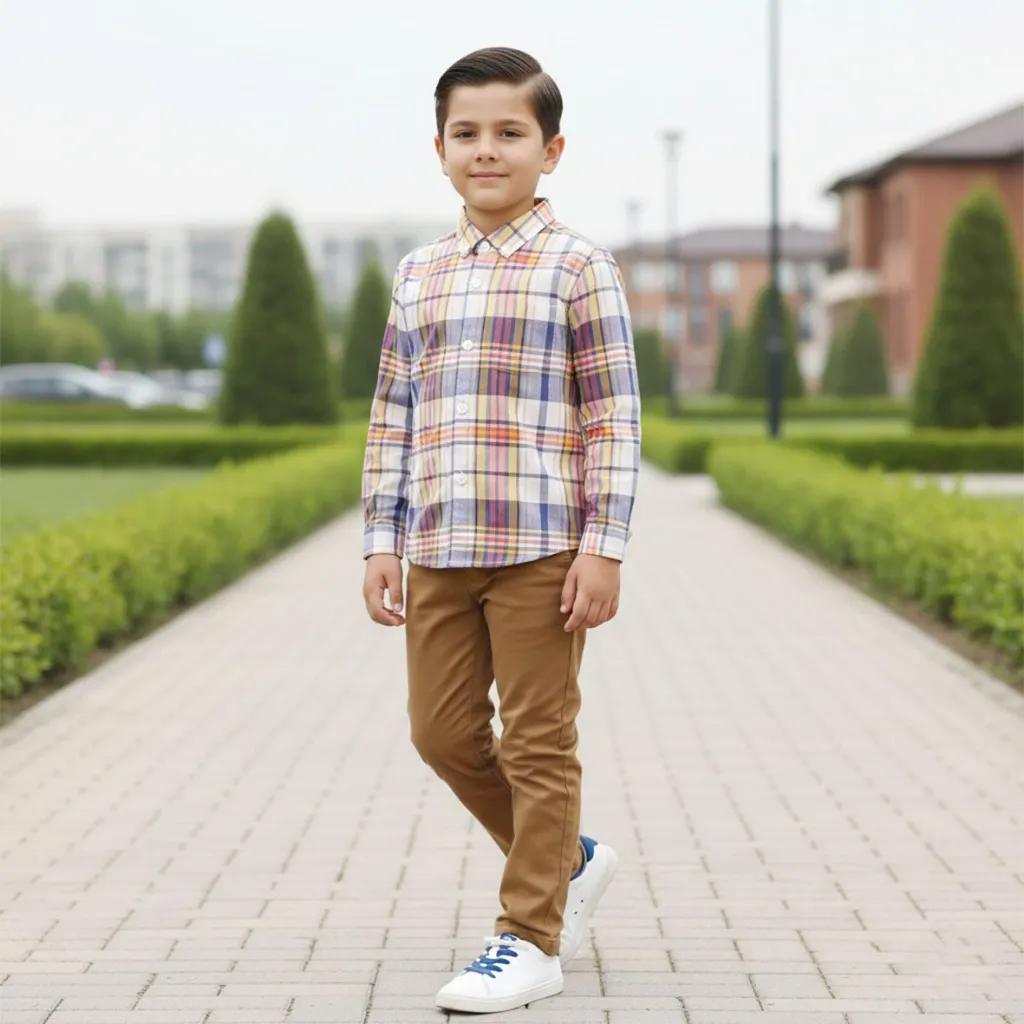 KIDTINK - Baim Kemeja Fashion Cotton Print Lengan Panjang - Kemeja Anak Laki  - Cotton Print