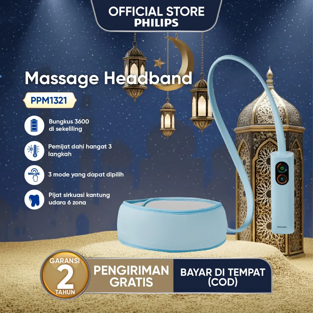 Philips Massager PPM1321 Pijat Airbag 360 ° surround Head/Three temperature adjustable/2200mAH Battery