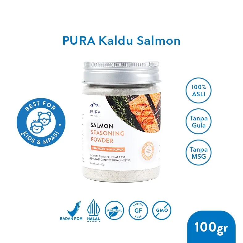 Pura Kaldu Asli | Bumbu Kaldu Salmon (100gr) - Salmon Seasoning Powder - Kaldu Teri - Anchovy Powder - Kaldu Mpasi - BB Boster - No Gula Non MSG - Kaldu Serbaguna