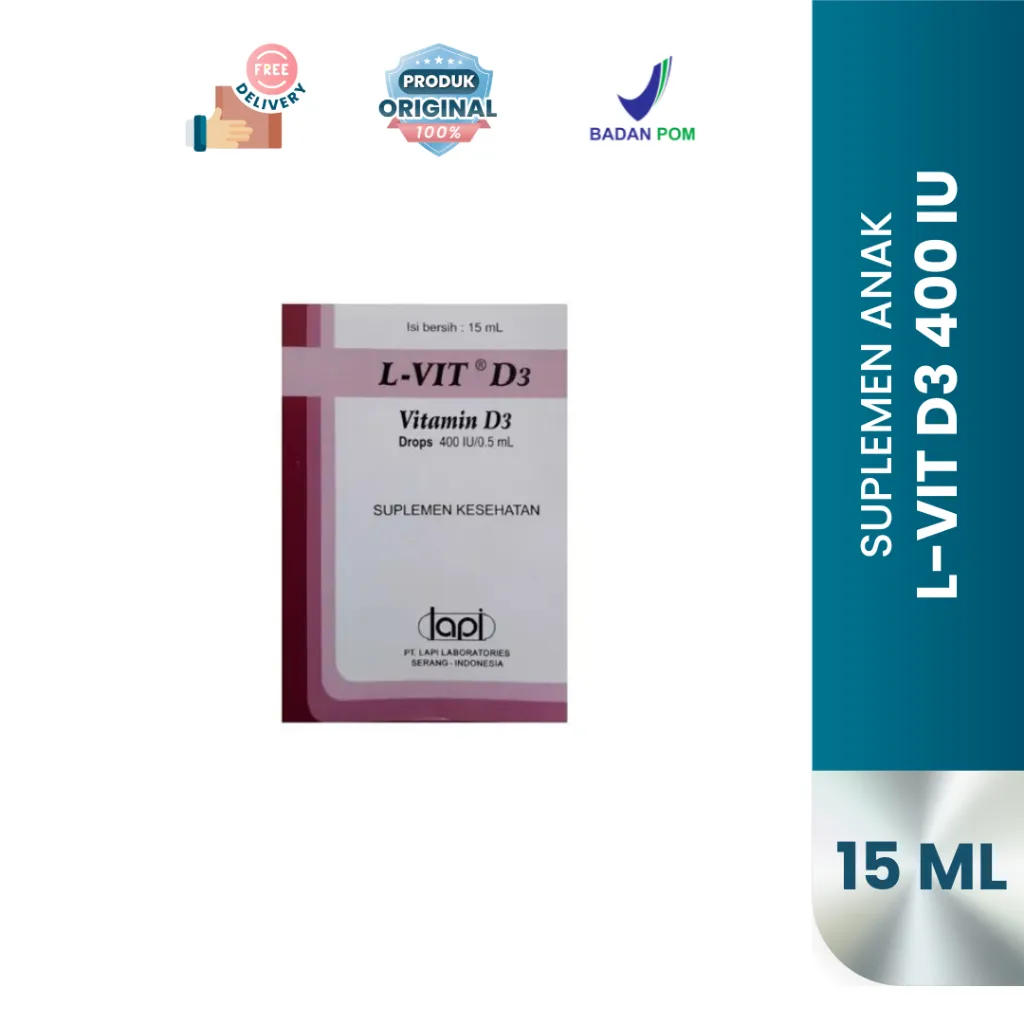 L-Vit Drop D3 400 IU | Vitamin D3 Drop | Memenuhi Kebutuhan Vitamin D | Suplemen Vitamin D3 400 IU