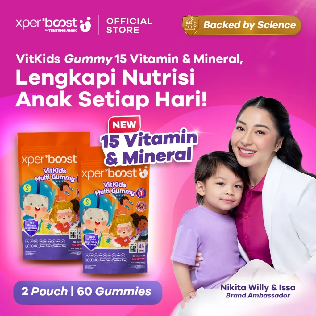 Expert Boost - Paket Bundling 2 Pouch VitKids Gummy Multivitamin Anak x 30 pcs