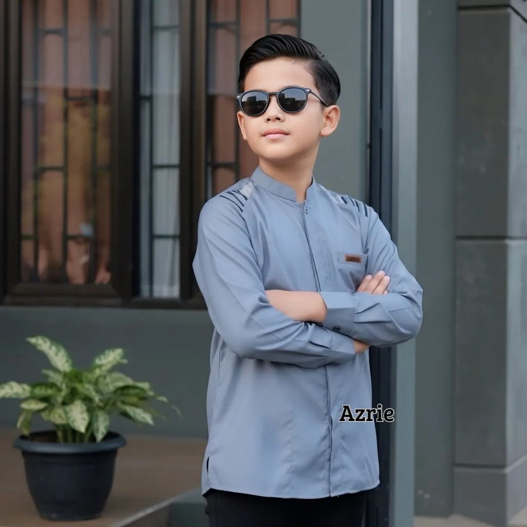 Baju Koko Anak Laki Laki Lengan Panjang Polos Bahan Katun Toyobo Premium Usia 6-14 Tahun Motif Loman