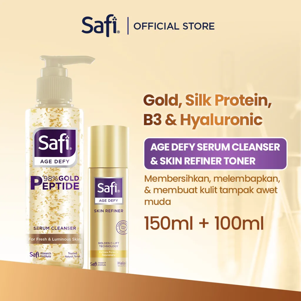 NEW! Paket Combo Pembersih Wajah (Age Defy Serum Cleanser 150ml , Age Defy Skin Refiner Toner 100ml)