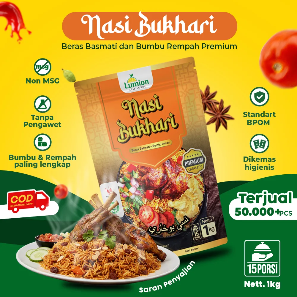 Lumion Beras Basmati Khas India Arab 1 kg Kualitas Bagus Premium Instant Komplit Paket Instant 1kg