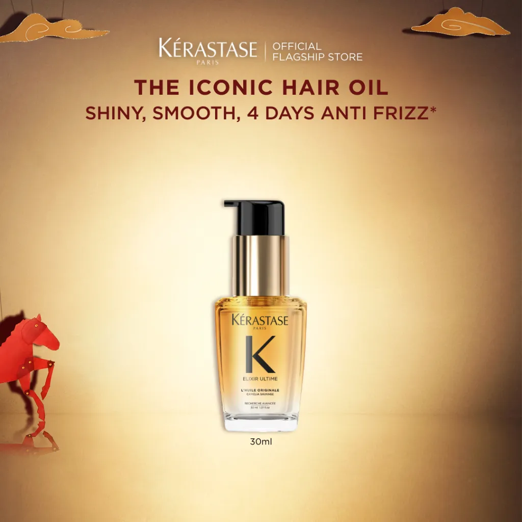 Kerastase Elixir Ultime Hair Oil 30ml - Serum Rambut untuk Rambut Berkilau & Anti Frizz - Mengandung & Wild & French Camellia