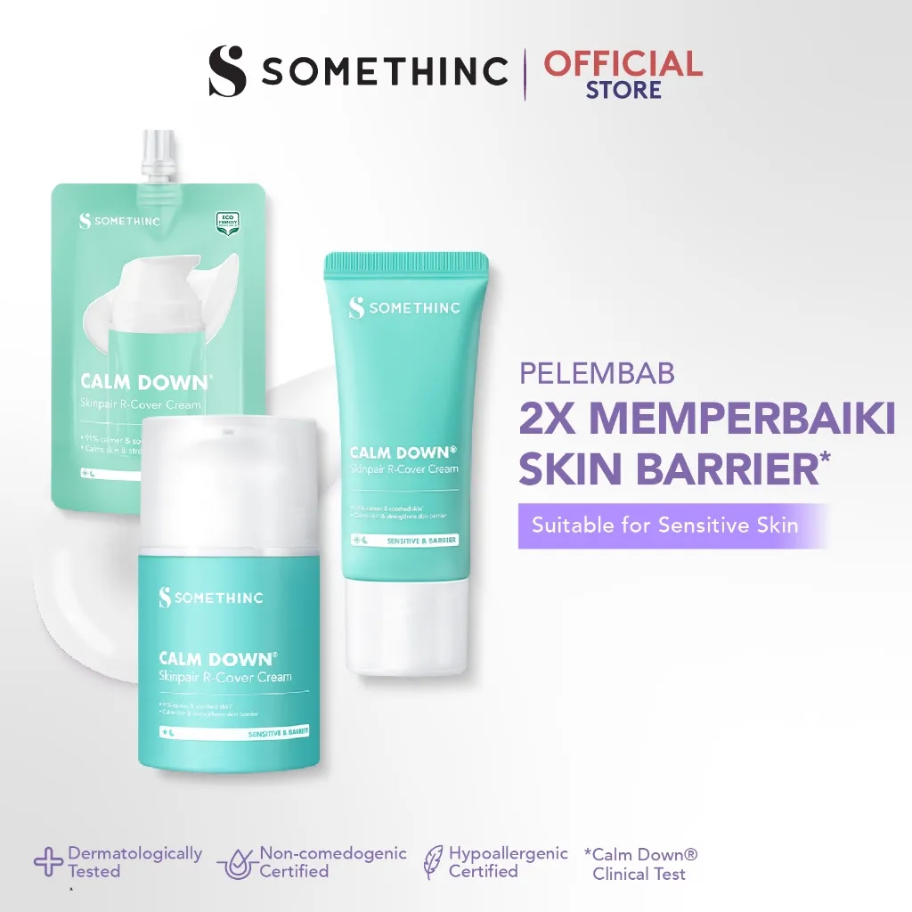 SOMETHINC Calm Down! Skinpair Moisturizer - Pelembap Muka untuk Kulit Sensitif, Kemerahan, Kulit Normal | Meredakan Kemerahan & Memperkuat Skin Barrier