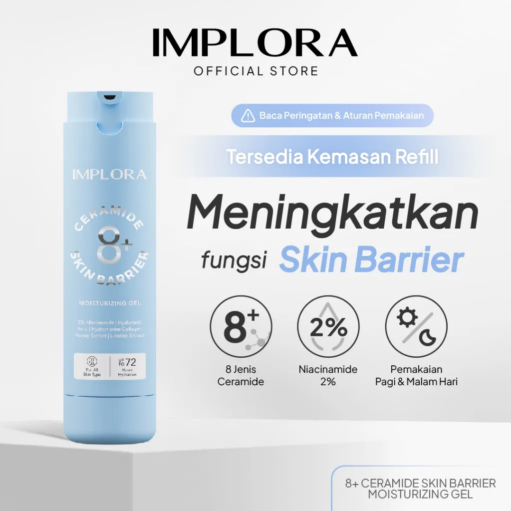 Implora 8+ Ceramide Skin Barrier Moisturizing Gel | Pelembab Kulit Kering, Kombinasi, Acne Prone | Moisturizer Sensitive Skin