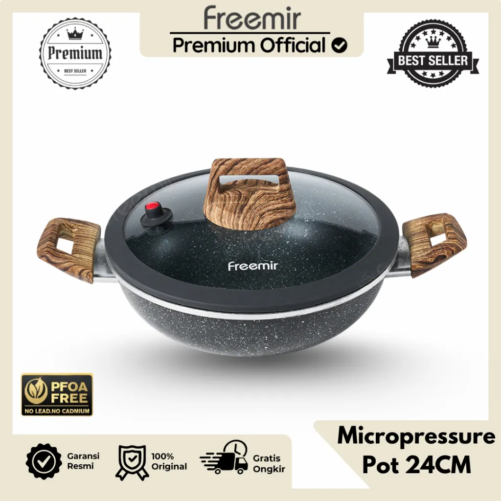 [PREMIUM] freemir Wajan Panci Kuping Presto 24/10 Micro-Pressure Anti Lengket Serbaguna Mewah