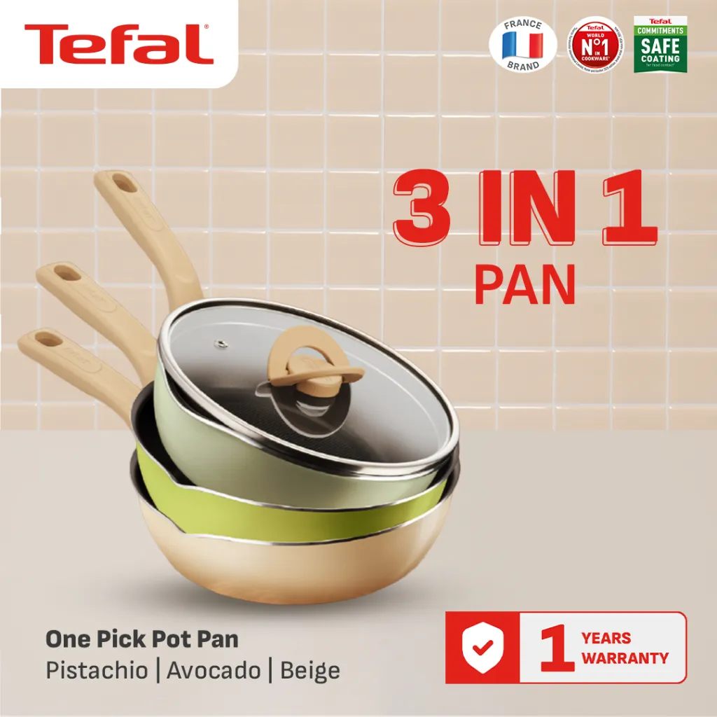 [ BEST SELLER ] Tefal Pan Serbaguna Gratis Tutup 22 / 24 CM / One Pick Pot Deep Frypan Series - Wajan Anti Lengket / Penggorengan / Panci - Garansi 1 Tahun