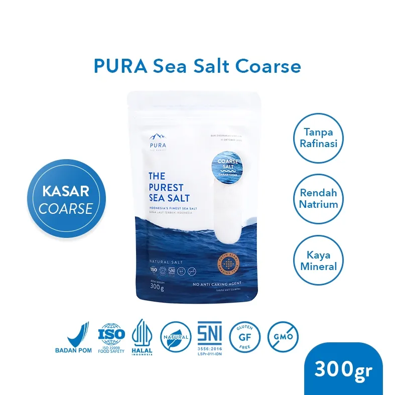 Pura Sea Salt Coarse (300gr) - Garam Laut Kasar - Garam Organik - Garam Natural - Garam Laut Alami - Garam Sehat - Garam Rendah Natrium - Garam Laut Murni