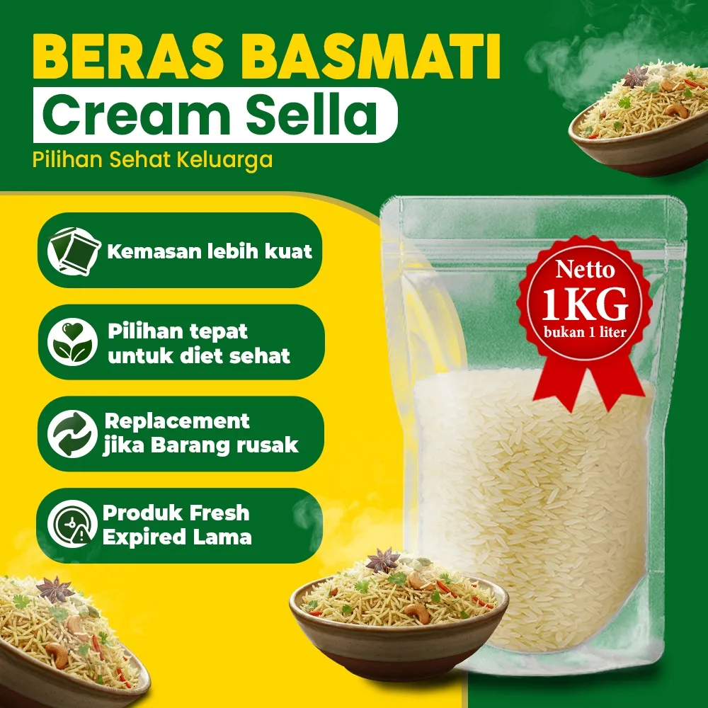 Beras basmati 5 kg Basmati Rice India – PREMIUM untuk Nasi Arab Kebuli Briyani Mandhi Bukhori Kabsah