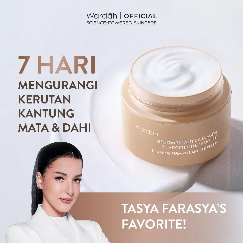 WARDAH MODESTVERSE Collagen Moisturizer - Plump & Firm Recombinant Collagen + 2% Argireline Peptide Gel Moist - Glow Moisturizer, Pelembab Wajah untuk Kulit Lebih Kencang dan Kenyal - Pelembab Wajah Kering dan Kusam - Skincare